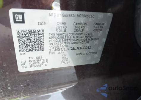 2020 Chevrolet Tahoe 2Wd Lt from USA, damaged, VIN 1GNSCBKC8LR186011